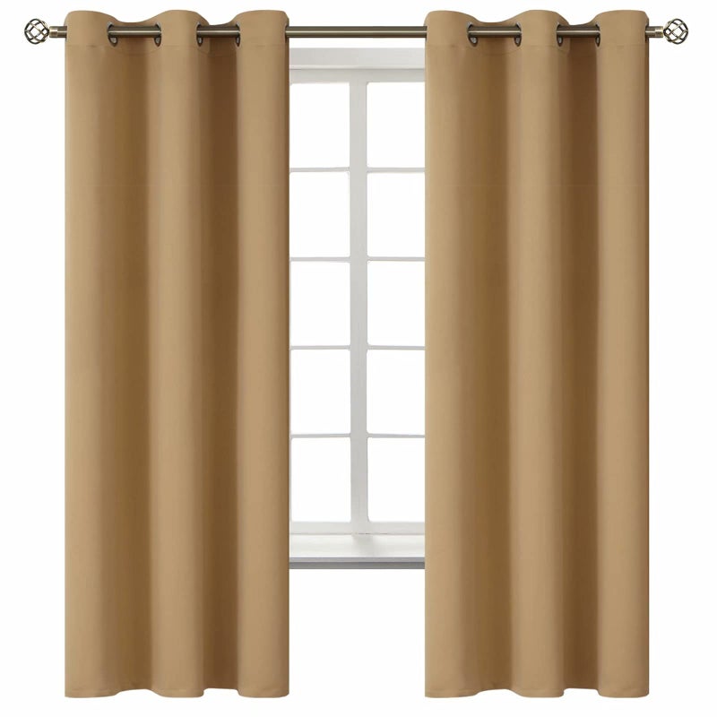 BGment Blackout Curtains for Living Room - Grommet Thermal Insulated Room Darkening Curtains for Bedroom, 2 Panels of 42 x 63 Inch, Khaki - Image 1